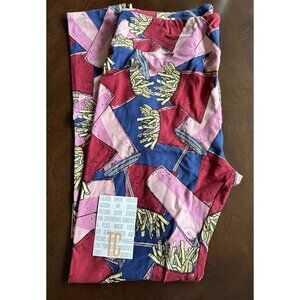 TC LuLaRoe Tall & Curvy Leggings French Fries MilkShake Fast Food, Brand New NWT